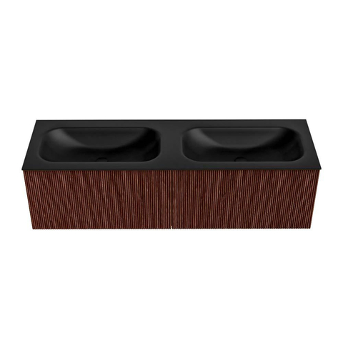 Mondiaz KURVE Badkamermeubelset - 150x46x40cm - 2 lade - wastafel solid surface - dubbel - zonder kraangat - Ruby SW1415377