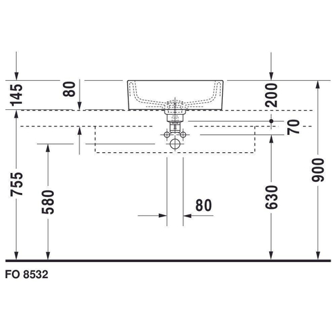 Duravit Philippe Starck opbouwwastafel met kraangat zonder overloop 48cm wit 0308293