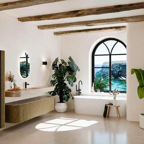 MONDIAZ THOR-DLUX Meuble de salle de bains 190cm arrondi gauche + droite couleur Dusk avec 2 tiroirs et 2 portes. Vasque suspendue CLOUD Milieu 1 trou de robinet couleur Arena. SW1466594