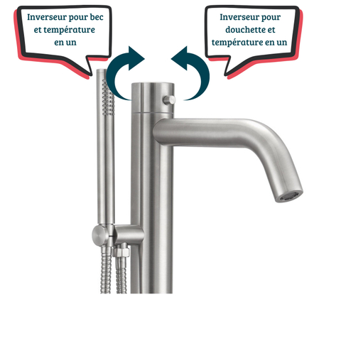 FugaFlow Eccelente Robinet de baignoire sur pied - RVS316 - Acier inoxydable brossé PVD (RVS)316 - PVD - Acier inoxydable brossé SW1469104