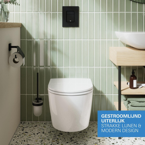 GROHE Solido Start Round toiletset diepspoel - rimless - GROHE Rapid SL inbouwreservoir - softclose toiletzitting - bedieningsplaat mat zwart SW1244474