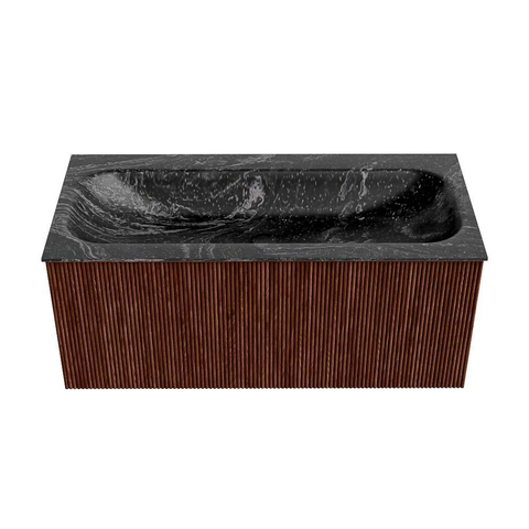 Mondiaz KURVE-DLUX Badkamermeubelset - 100x46x40cm - 1 lade - wastafel solid surface - midden - 1 kraangat - Ruby SW1416045