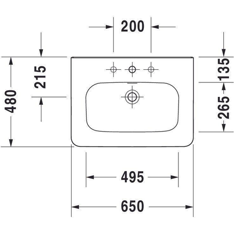 Duravit Durastyle Meubelwastafel - met overloop - met 1 kraangat - 65x48cm - wit SW54141