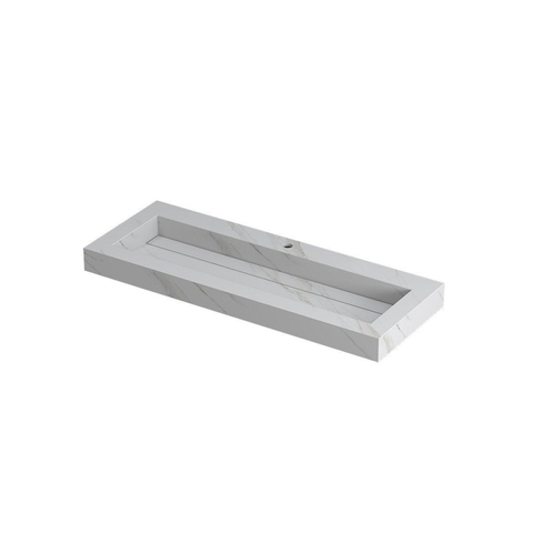 Ink Pitch lavabo - 120x45x9cm - vasque centrée - 1 trou de robinet - calacatta mat (blanc) SW693401