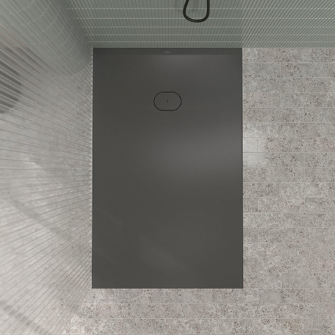 Villeroy & Boch Ecora douchebak - 160x100x4.5cm - afvoer korte zijde - anthracite (antraciet) SW1558906