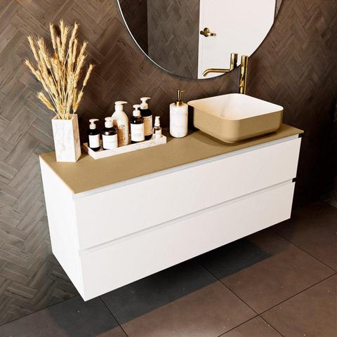 Mondiaz TOP 30 Plan sous vasque - 120x30x0.9cm - compatible comme plan de meuble - solid surface - Oro SW1019306