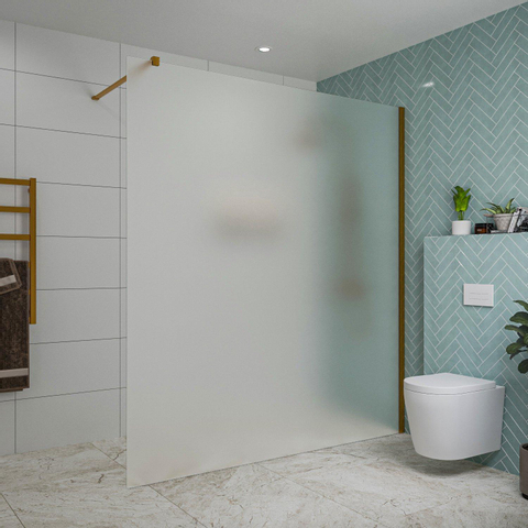 Fortifura Galeria inloopdouche - 180x200cm - mat - glas - wandarm - PVD - geborsteld koper SW876866