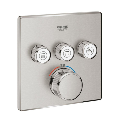 Grohe Grohtherm SmartControl Inbouwthermostaat - 4 knoppen - vierkant - Supersteel (RVS) SW439037
