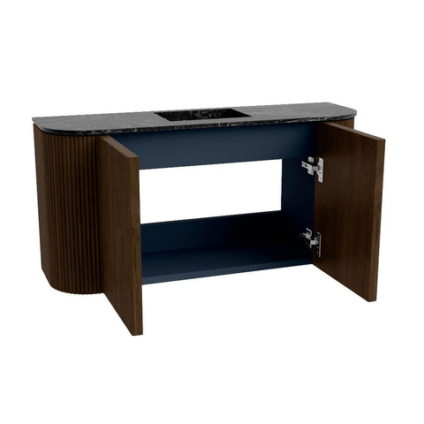 Mondiaz JOYA-DLUX 83.2cm meuble de salle de bains avec WC - arrondis gauche et droite couleur Noyer - Vasque FAYE position Milieu 1 trou de robinet couleur Lava SW1422496