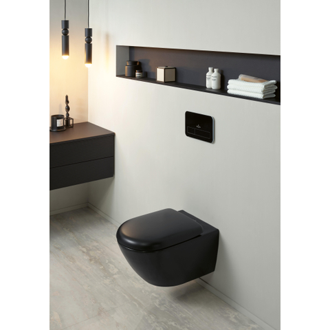 Villeroy & Boch Antao wandcloset - diepspoel - zonder spoelrand - met TwistFlush CeramicPlus - Pure Black (mat zwart) SW917841