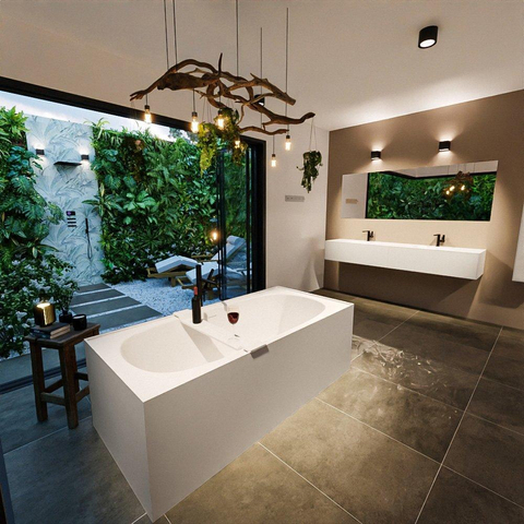 MONDIAZ FREEZE baignoire autoportante - 180x85cm - Solid Surface - linen mat (beige) SW491477