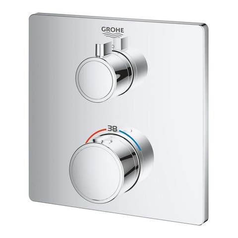 Grohe Grohtherm Mitigeur thermostatique encastré - 2 boutons - sans inverseur - rectangulaire - chromé SW236917
