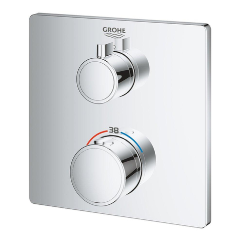 Grohe Grohtherm Inbouwthermostaat - 2 knoppen - zonder omstel - rechthoekig - chroom SW236917