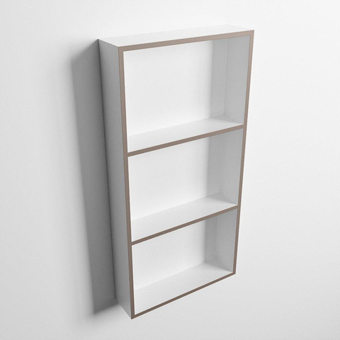 Mondiaz Easy nis 29.5x59.5x8cm voor Inbouw/opbouw 3 open vakken Solid surface Talc/Smoke SW643793
