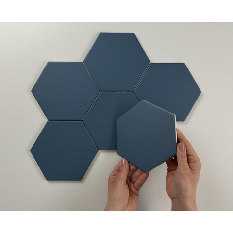 ÉCHANTILLON Terravito Bereno carreau mural et de sol - 15x17cm - 9mm - Hexagone - Bleu mat SW736051
