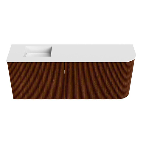 Mondiaz JOYA 101.6cm toiletmeubel - ronding rechts kleur Ruby - Wastafel FAYE positie Links 1 kraangat kleur Talc. SW1421822