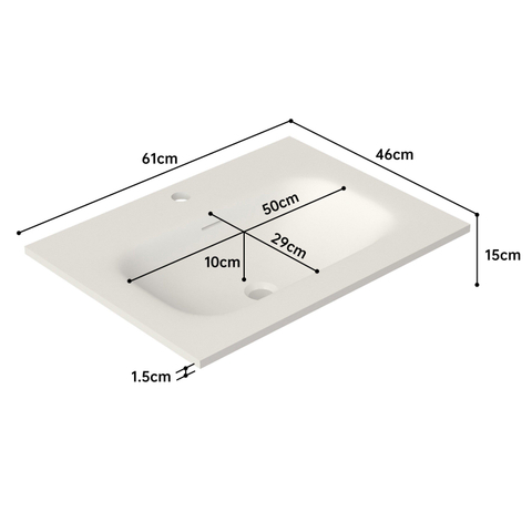 Saniclass Flow lavabo - 61x46x1.5cm - vasque centrale - 1 trou de robinet - blanc SW1174113