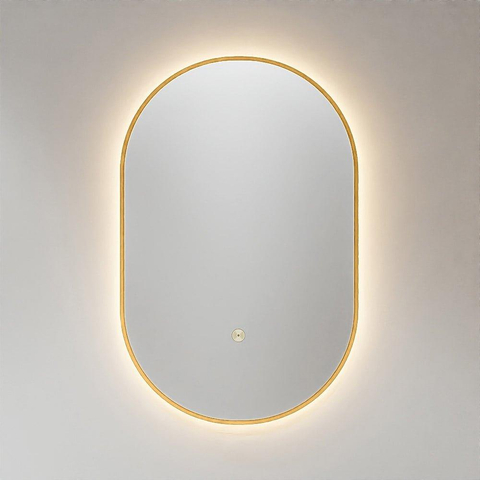 Mondiaz GLOW miroir – ovale – 45 x 90 cm – LED indirecte tout autour – capteur de mouvement – Ocher (jaune) SW1105143