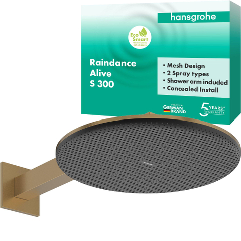 Hansgrohe Raindance alive S - hoofddouche 300 - 2jet - ecosmart wand - geborsteld brons (brons) SW1388755