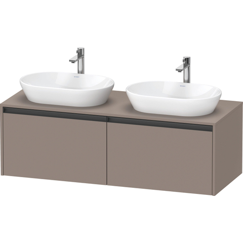 Duravit Ketho.2 Wastafelonderbouwkast - inclusief consoleplaat - met 2 laden - voor dubbele waskommen - 140x55x45.9cm - met handgrepen antraciet - basalt mat SW771989