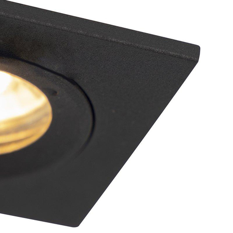 QAZQA Xena spot encastré - ensemble de 4 - 8x8cm - IP44 - carré - noir mat SW1210195