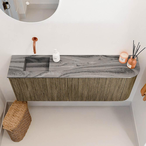 Mondiaz JOYA-DLUX 111.6cm toiletmeubel - ronding rechts kleur Dusk - Wastafel FAYE positie Links Zonder kraangat kleur Sombra. SW1426184