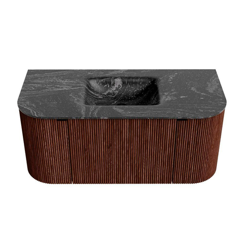 Mondiaz KURVE-DLUX Badkamermeubelset - 100x46x40cm - 1 lade - 2 deuren - wastafel solid surface - midden - zonder kraangat - Ruby SW1416088