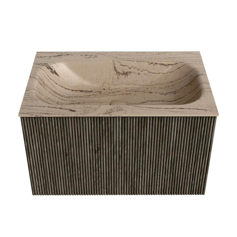 MONDIAZ KURVE-DLUX 70cm badmeubel kleur Shadow met 1 lade en 0 deuren. Wastafel BIG SMALL Midden 1 kraangat Arena. SW1431284