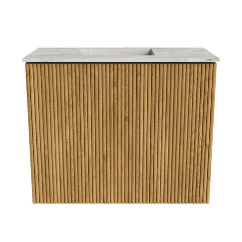 Mondiaz JOYA-DLUX Meuble de salle de bains 50cm - couleur Chêne - Vasque FAYE position Gauche Sans trou de robinet couleur Glace SW1421956