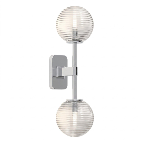 Astro Tacoma Twin Applique/Plafonnier - 230V - IP44 - bulbeux - cannelé - verre transparent - chrome SW1569660