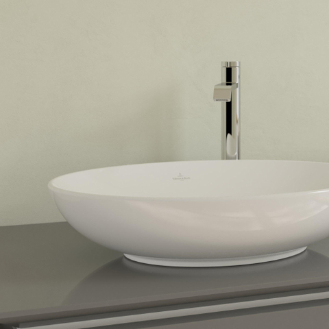 Villeroy & Boch Loop & Friends opzetwastafel - 56x38cm - zonder kraangat - met overloop - White Alpine (glans wit) SW644108