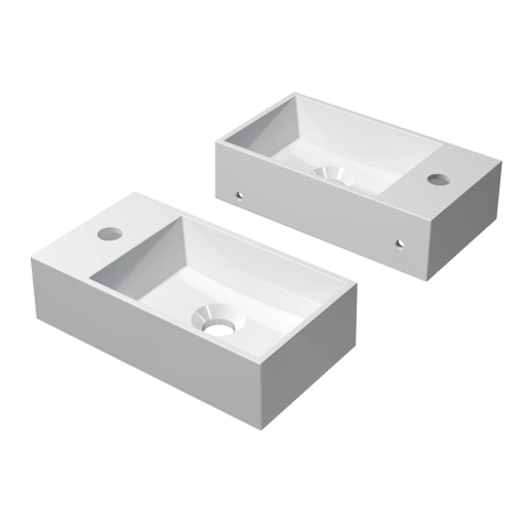 INK Contra lave-mains - 40x22x10cm - trou robinet gauche - sans bonde - blanc brillant SB3403020
