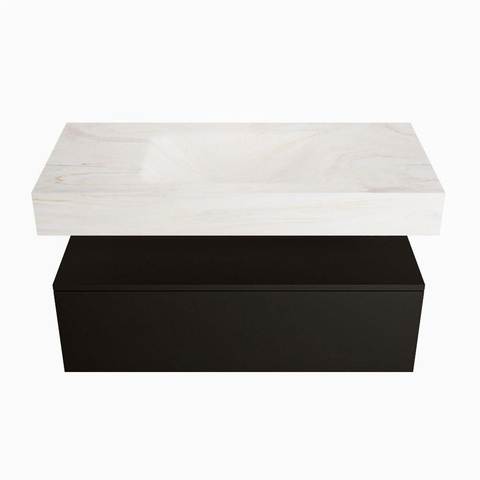 Mondiaz ALAN-DLUX Ensemble de meuble - 100cm - meuble Urban mat - 1 tiroir - Lavabo Cloud Ostra suspendu - vasque Centre - 1 trou de robinet SW807414