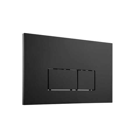 QeramiQ Luma Ensemble WC-douche - Réservoir encastré Geberit UP320 - avec cadre Burda - sèche-cheveux - douchette féminine - plaque de commande en plastique noir mat - boutons rectangulaires - blanc brillant SW1472014