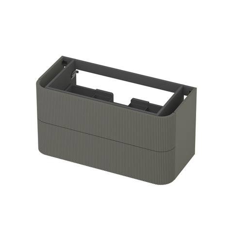INK Concept R Meuble sous-vasque - 100x45x52cm - 2 tiroirs - poignées rapportées - fraisées - angles arrondis - MDF laqué - vert béton mat SW1405565
