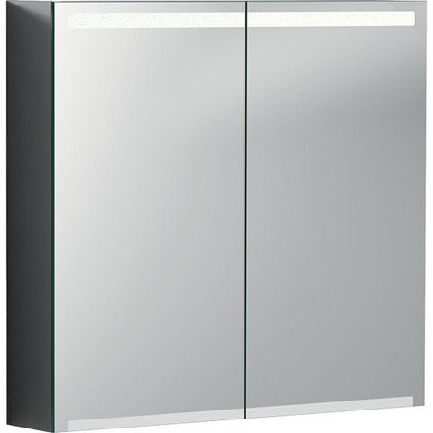 Geberit OPTION spiegelkast - met verlichting - 2 deuren - 75x70x15cm - zilver SW417201