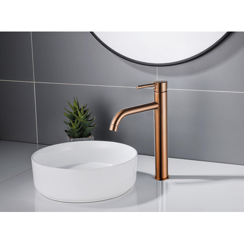 Fortifura Calvi Wastafelkraan - 33.9cm - verhoogd - opbouw - PVD - geborsteld koper SW970032
