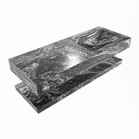 Mondiaz ALAN-DLUX Ensemble de meuble - 120cm - meuble Lava mat - 0 tiroirs - Lavabo Cloud Lava suspendu - vasque Droite - 1 trou de robinet SW809197