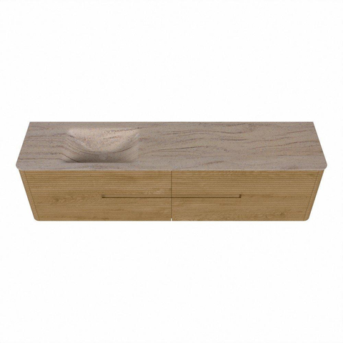Mondiaz CIRO-DLUX Meuble de salle de bains - 190x45x50cm - Plan-vasque Solid surface Saba - 1 vasque à gauche - 1 trou de robinet - 4 tiroirs - Chêne SW1531208