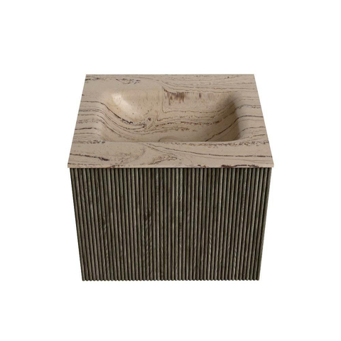 MONDIAZ KURVE-DLUX Meuble de salle de bains 50cm couleur Shadow avec 1 tiroir et 0 porte. Lavabo GRUNNE Central sans trou de robinet Arena. SW1431264