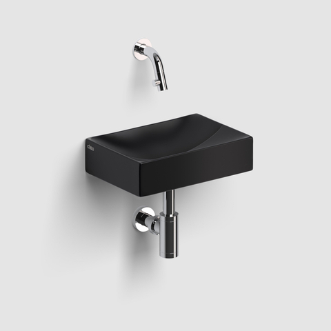 Clou Vale lavabos fontaines céramique fontaine 28x19x7cm sans trou de robinet Noir mat SW451467