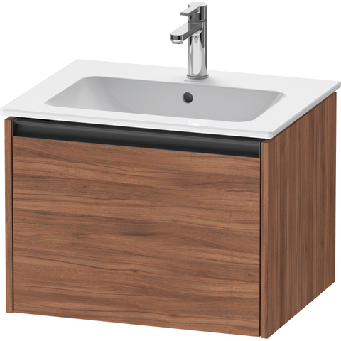 Duravit Ketho.2 Wastafelonderbouwkast - met 1 lade - 61x48x44cm - met greep antraciet - noten mat SW773112