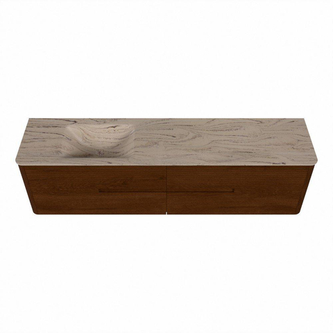 Mondiaz CIRO-DLUX Meuble de salle de bains - 190x45x50cm - Plan vasque Solid surface Arena - 1 vasque à gauche - sans trous de robinetterie - 4 tiroirs - Ruby SW1531729