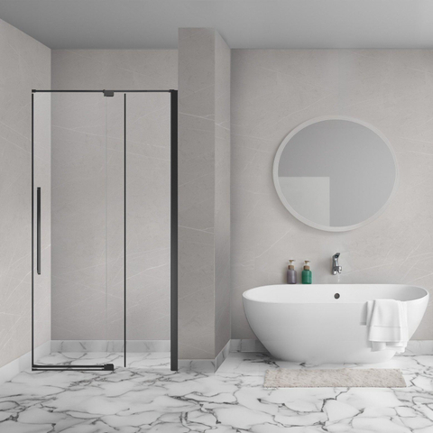 Aqua Vista Taviano Linea nisdeur - 90x200cm - incl. montageset - mat zwart SW1244447