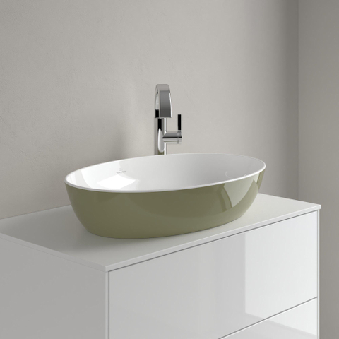 Villeroy & Boch Artis opzetwastafel - 61x41cm - zonder kraangat - zonder overloop - Sage Green (glans groen) SW644081