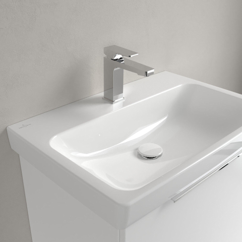 Villeroy & Boch Architectura wastafel - 65x44.5cm - met 1 kraangat - zonder overloop CeramicPlus - White Alpine (glans wit) SW1162134