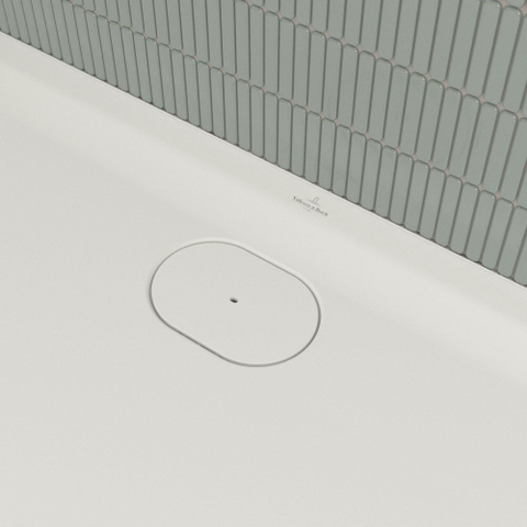 Villeroy & Boch Ecora douchebak - 150x100x3.5cm - afvoer lange zijde - stone white (wit) SW1559007