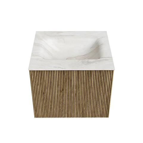Mondiaz KURVE-DLUX Ensemble de meuble de salle de bains - 50x46x40cm - 1 tiroir - vasque solid surface - central - sans trou de robinet - Dusk SW1414982