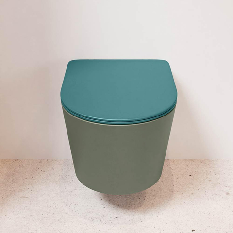 Mondiaz LAVIE hangtoilet – spoelrandloos – 36 x 53 cm – met softclose zitting – Army (groen), zitting Smag (groen) SW1208710