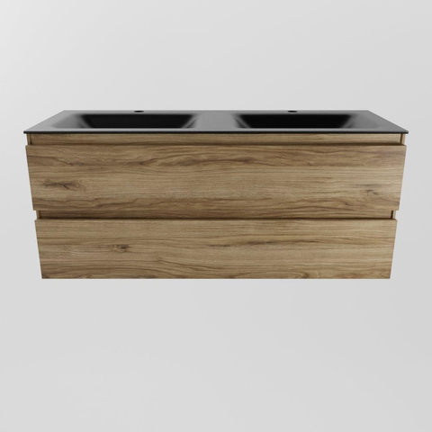 Mondiaz Aivy badmeubelset - 120x45x50cm - 2 kraangaten - 2 wasbakken urban Solid surface - Links en rechts - 2 lades - Met spiegelkast - Melamine Chai SW892187